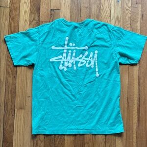 Stussy Tee Shirt Men’s Medium Short Sleeve Logo Boxy Relaxed Skater Y2K Teal